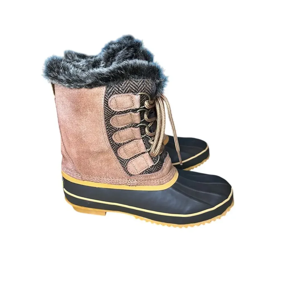 Arctic Plunge Rhonda Faux Fur Lined Suede Duck Boots Winter Waterproof Women’s 8